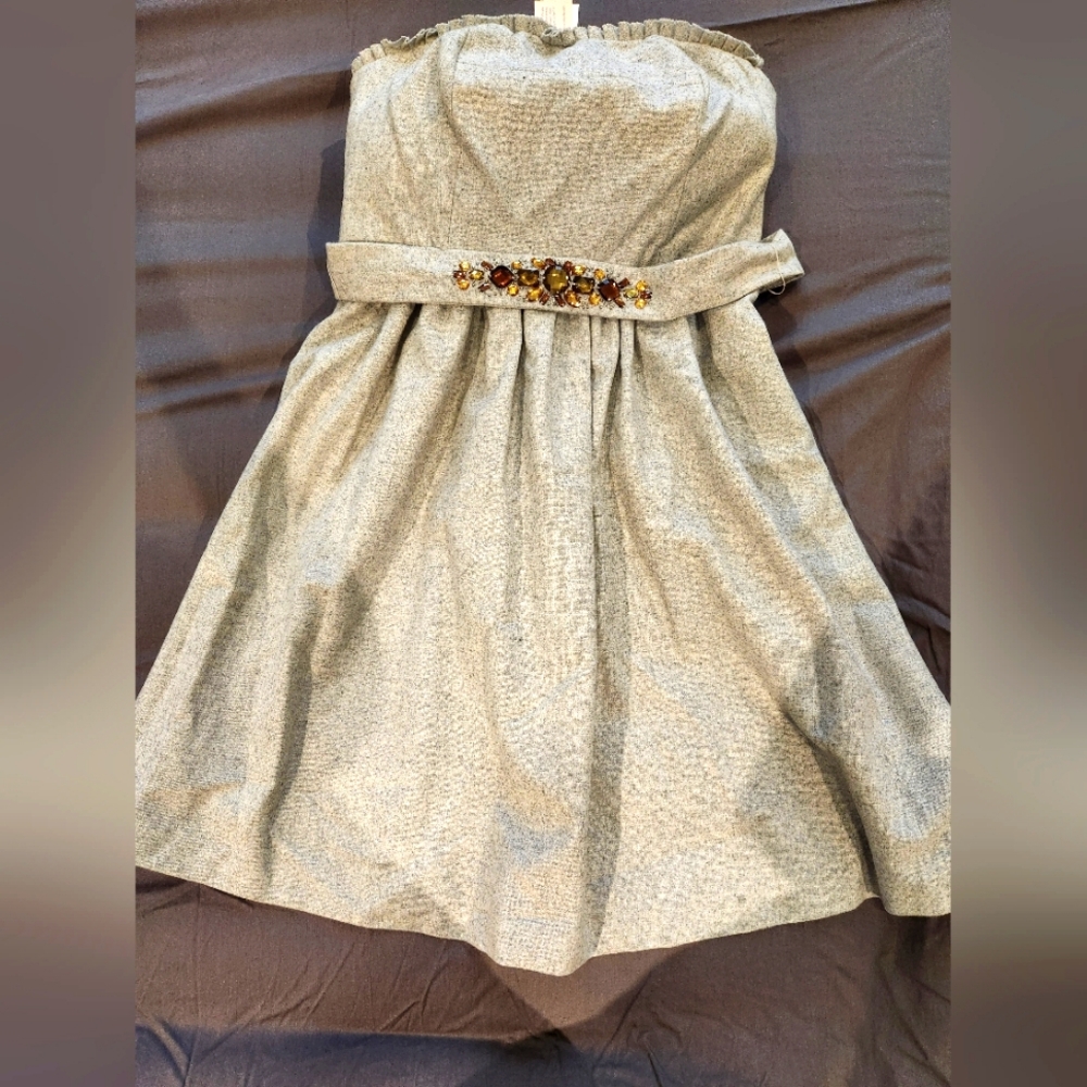 BR Strapless grey lined dress w/boning